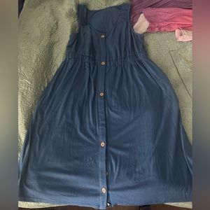 Blue button down midi dress